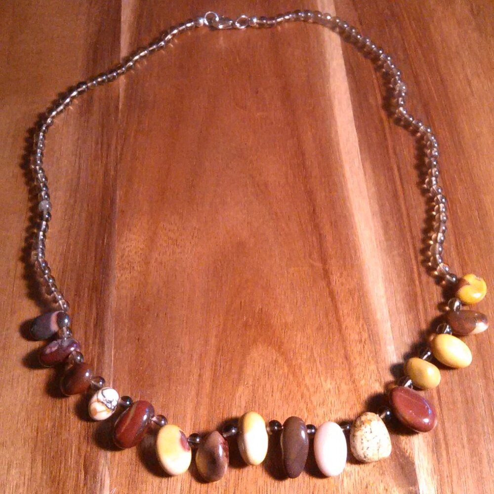 Mookite and Brazilian Smokey Quartz Stainless Steel Necklace - Picture 2 of 8
